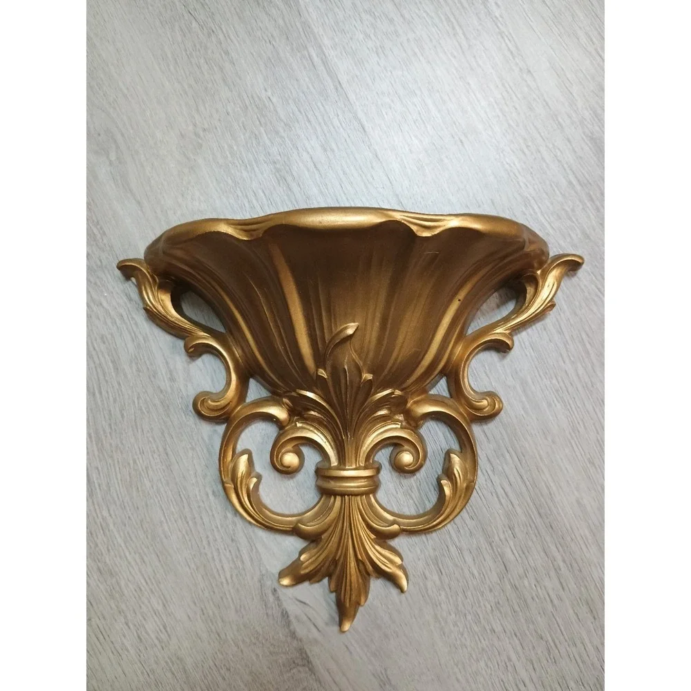 Gold Ornate DART Vintage Burwood MCM Style Sconce Pocket Wall Decor Vase 4446